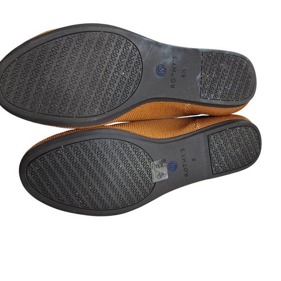 Rothys The Flat Round Toe Ballet Flat Size 6 Fawn Brown Slip On Caramel Knit - Picture 6 of 13